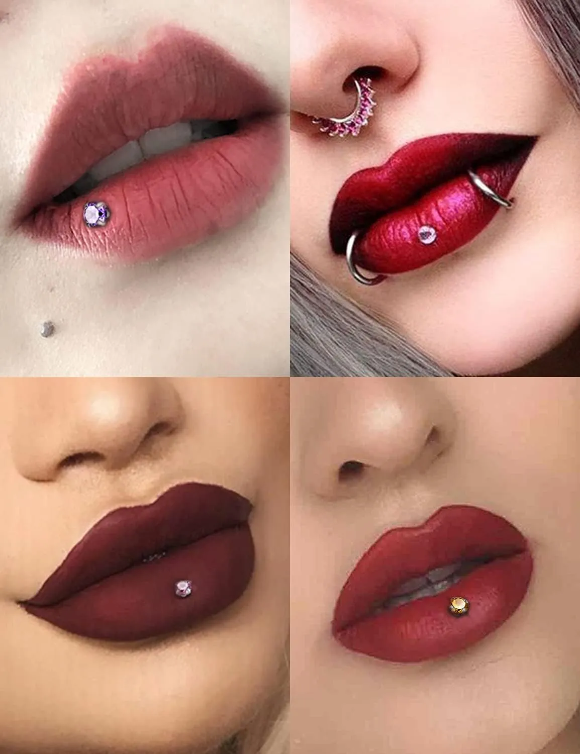 Vsnnsns 16G Lip Rings Stainless Steel Tragus Helix Conch Piercing Jewelry Snake Bite Piercing Monroe Lip Rings Labret Medusa Cartilage Lobe Earrings Studs Piercing Jewelry 6MM 8MM 10MM Silver