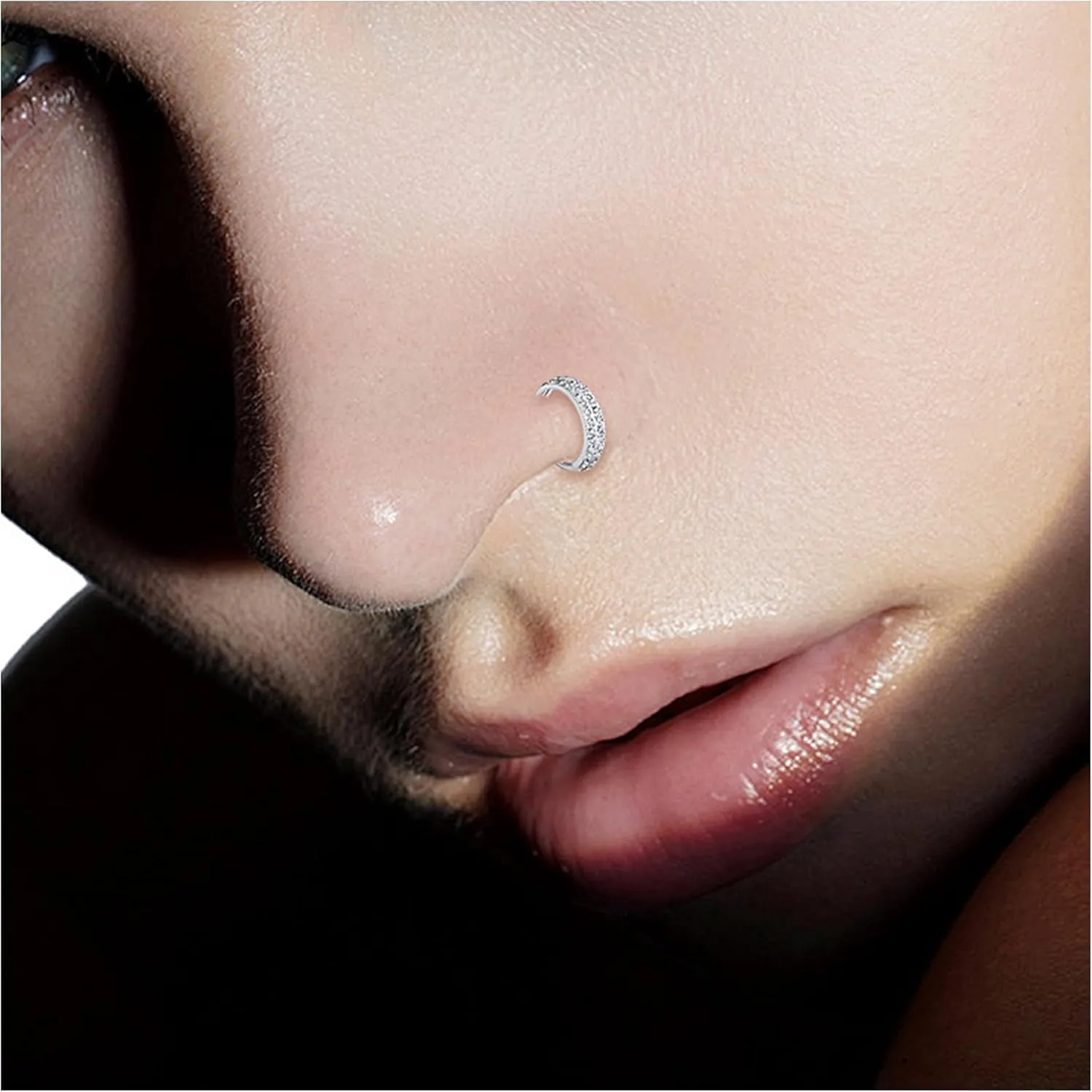 Vsnnsns Astm F136 Titanium Nose Rings Hoops 20G 18G 16G Tragus Daith Rook Helix Cartilage Conch Earrings Hoops Septum Nose Rings Snake Bite Lip Rings Labret Piercing Jewelry Hoops For Women Men