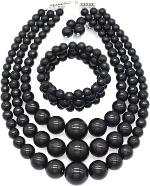 We We Imitation Pearl Necklace for Women Large Chunky Pearl Necklaces Multilayer Pearl Necklace and Earring 1920s Costume Jewelry set