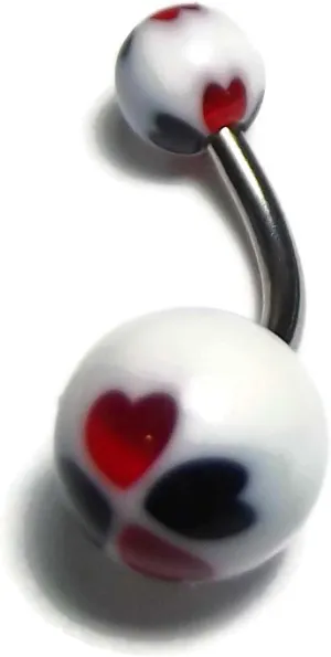 White With Color Hearts Color Design Navel Ring Body Jewelry