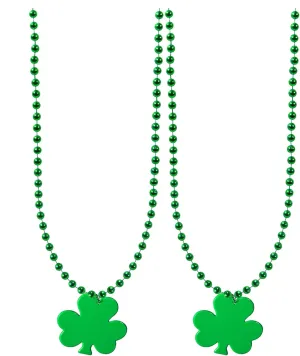 Windy City Novelties (2 Pack) St. Patricks Day Green Clover Shamrock Necklaces for Kids and Adults