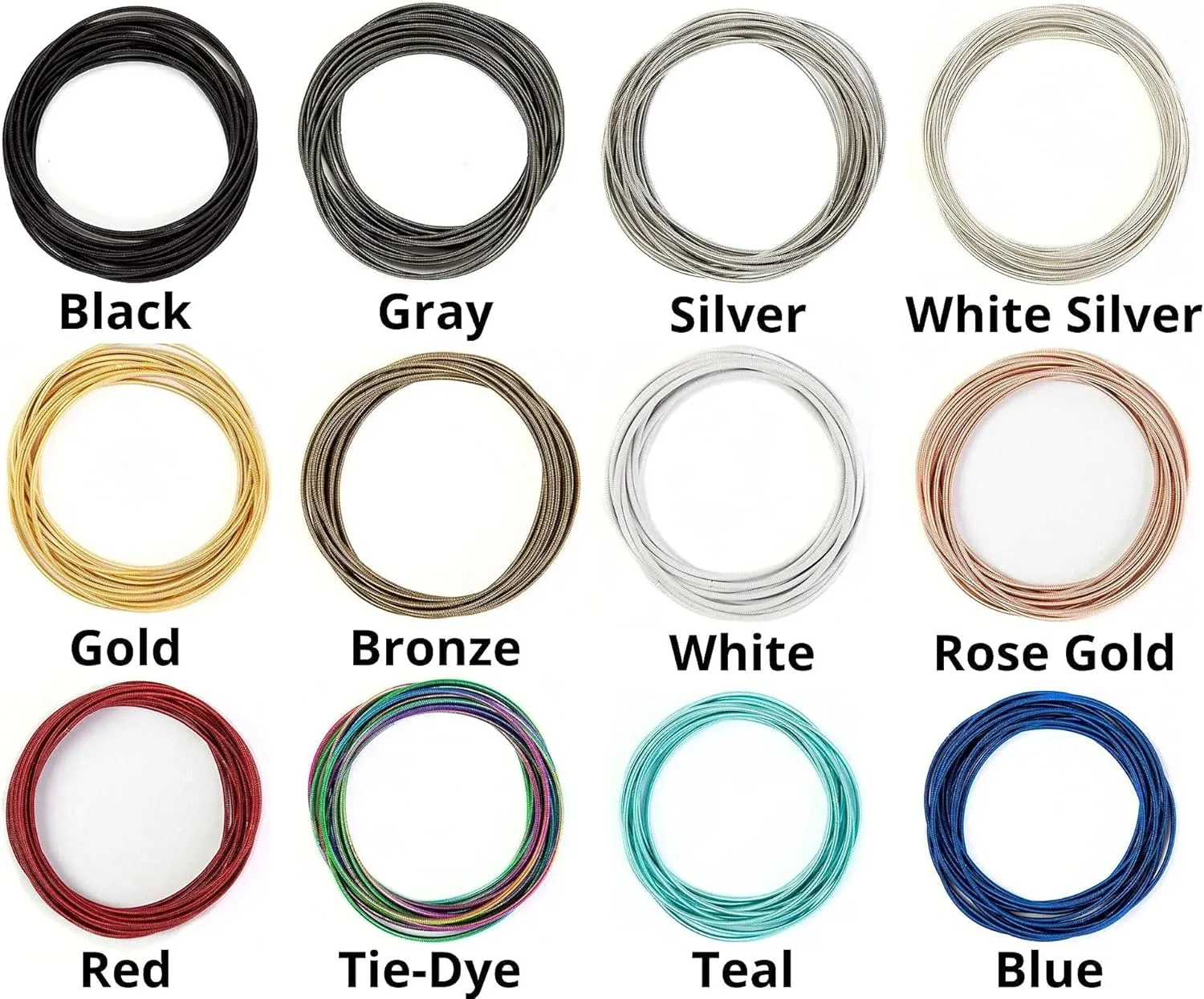 Wine Wear Bracelet Stack 12pc - Guitar String Bracelets