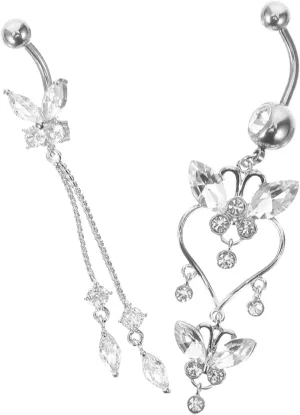 Women's Belly Ring Belly Button Piercing Jewelry Gold Navel Ring Rhinestones