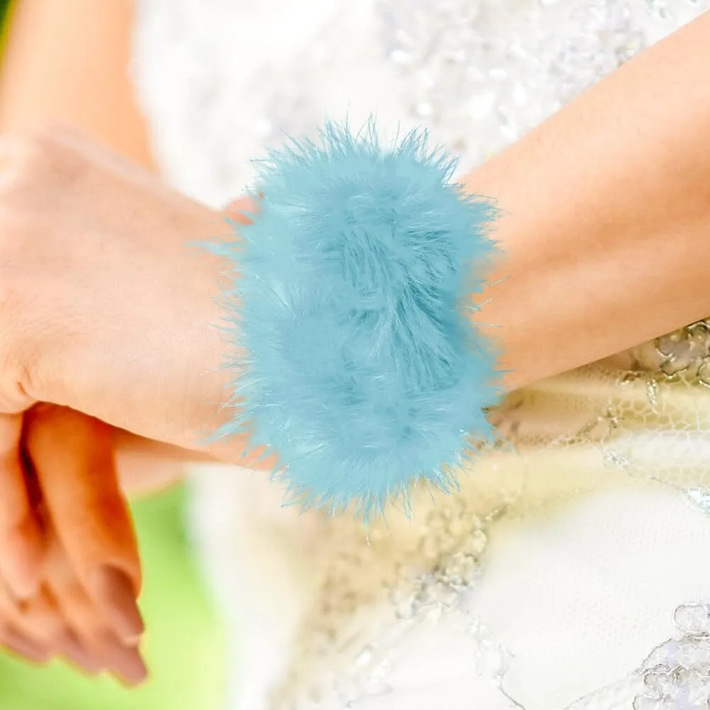Women's Feather Slap Bracelets, Furry Turkey Feather Cuffs Slaps on Feather Bracelets Circle Slap Ring Cuff Sleeves for Women Girls Party Favors