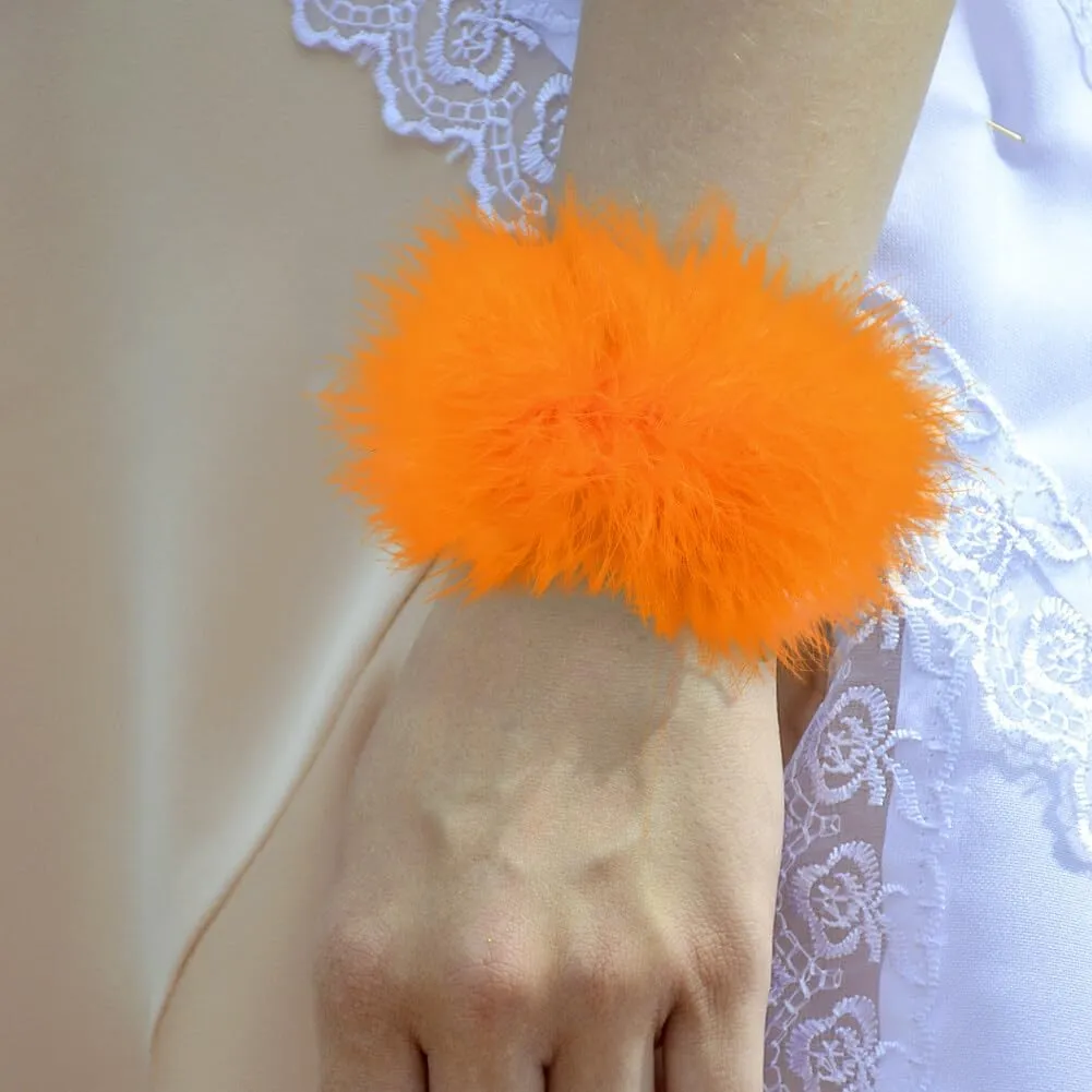 Women's Feather Slap Bracelets, Furry Turkey Feather Cuffs Slaps on Feather Bracelets Circle Slap Ring Cuff Sleeves for Women Girls Party Favors