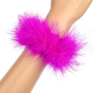 Women's Feather Slap Bracelets, Furry Turkey Feather Cuffs Slaps on Feather Bracelets Circle Slap Ring Cuff Sleeves for Women Girls Party Favors