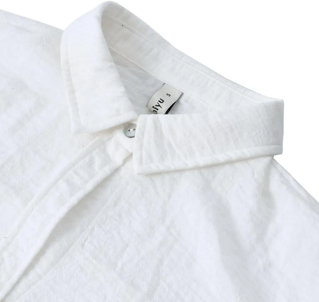 Women's Linen Button-up Tunics Shirt Dresses