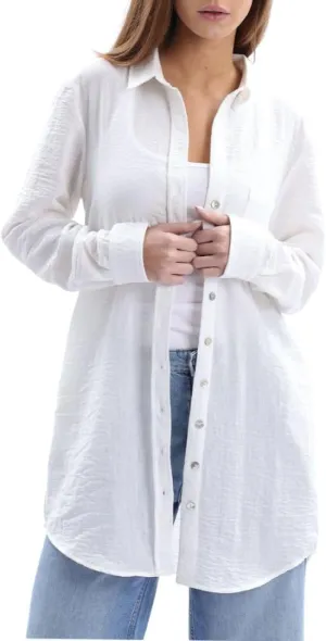 Women's Linen Button-up Tunics Shirt Dresses