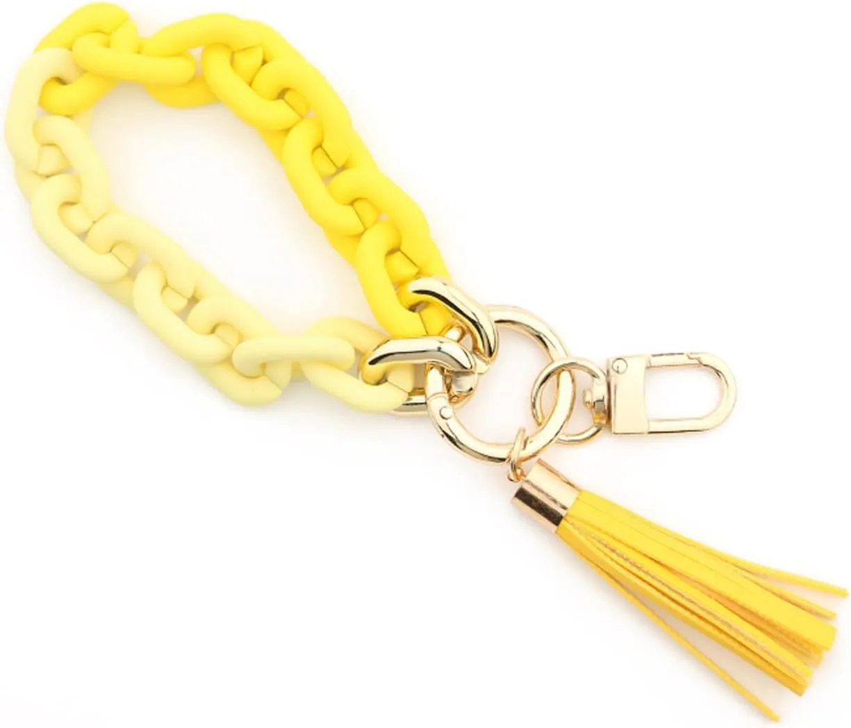 Women's Tassel Keychain Wristband,Car Keychain with Tassel, Fashion Bracelet Acrylic Key Ring Holder with Tassels