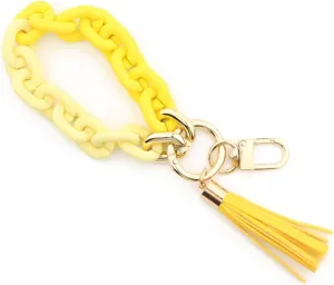Women's Tassel Keychain Wristband,Car Keychain with Tassel, Fashion Bracelet Acrylic Key Ring Holder with Tassels