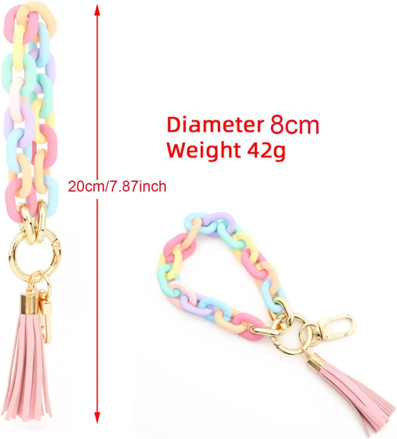 Women's Tassel Keychain Wristband,Car Keychain with Tassel, Fashion Bracelet Acrylic Key Ring Holder with Tassels