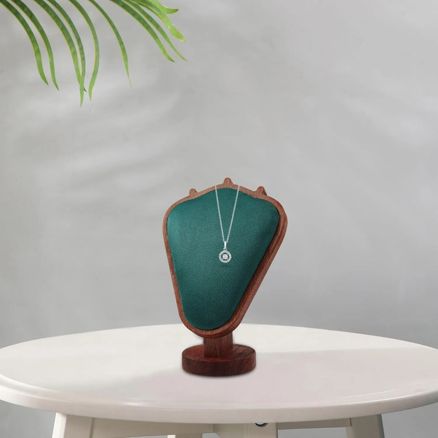 Wooden Jewelry Display Stand with Heart-Shaped Necklace - Perfect for Showcasing Fine Jewelry, Necklaces, and Earrings - Jewelry Display , Heart Shaped Necklace, Jewelry Organizer (DARK GREEN)