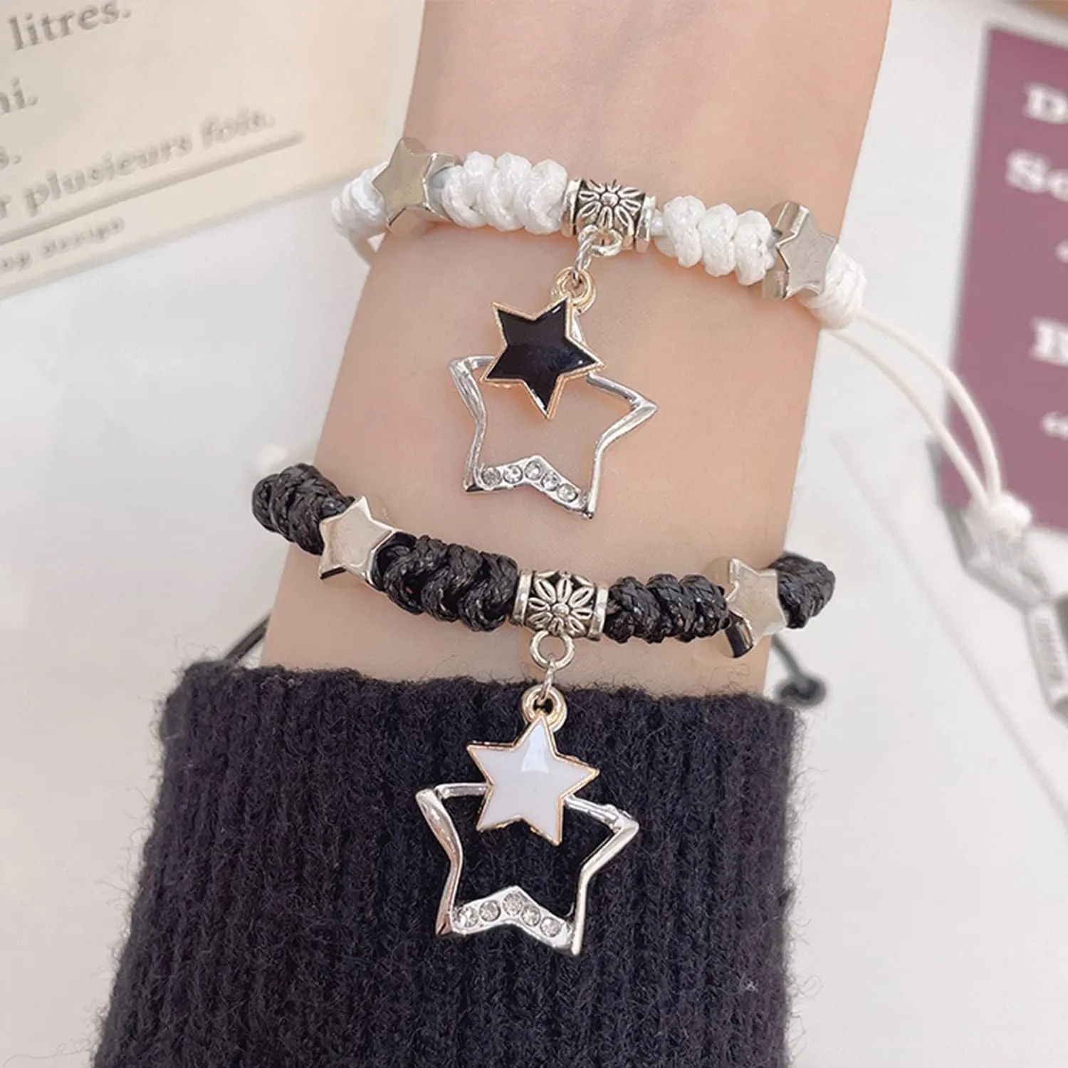 Y2k Aesthetic Star Bracelet Star Couple Bracelets Best Friend Bracelet Adjustable Braided Bracelets Promise Bracelet for Couples Friendship Bracelet for Best Friend