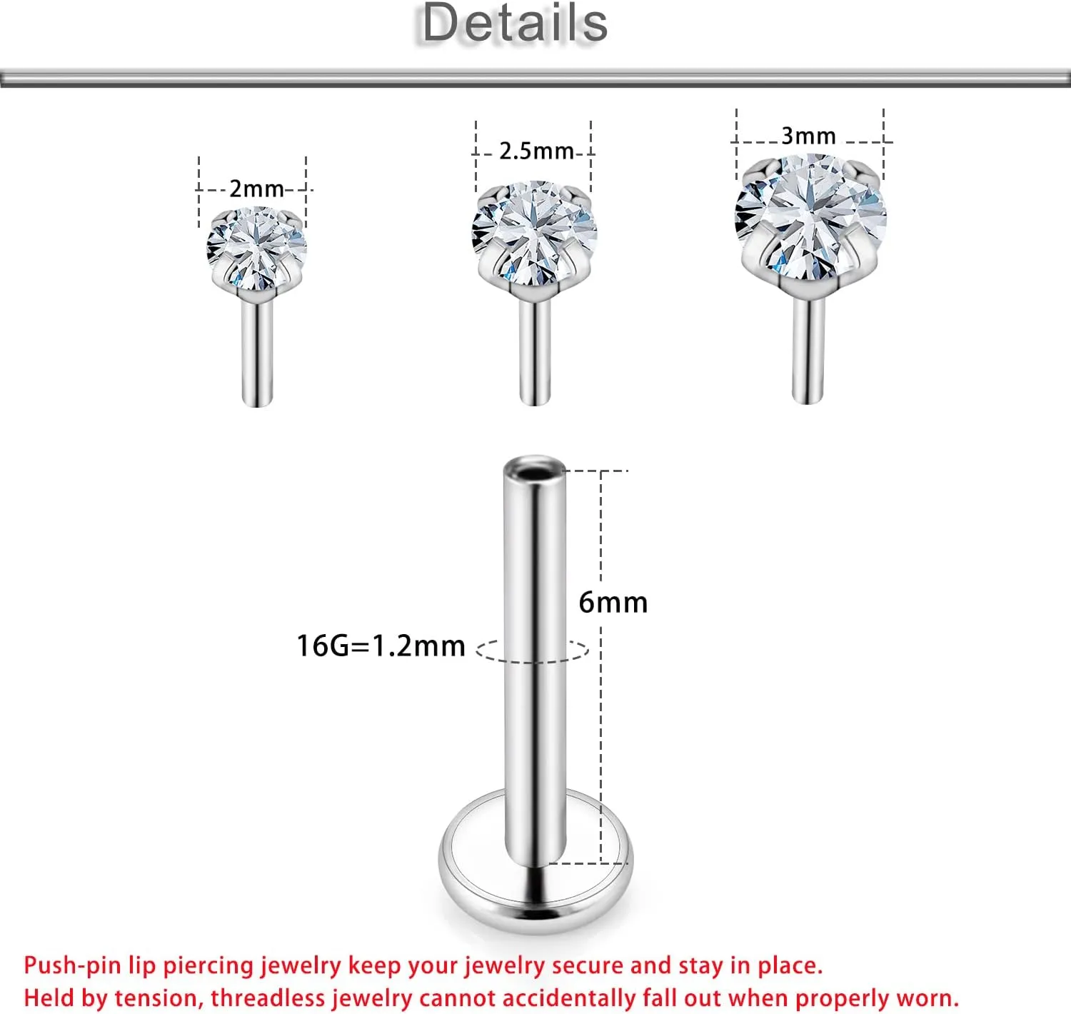 Yaalozei 20G 18G 16G Cubic Zirconia Nose Rings Studs 316L Surgical Steel Hypoallergenic Nose Piercings Jewelry for Women Men CZ 2mm-3mm 24 Pcs