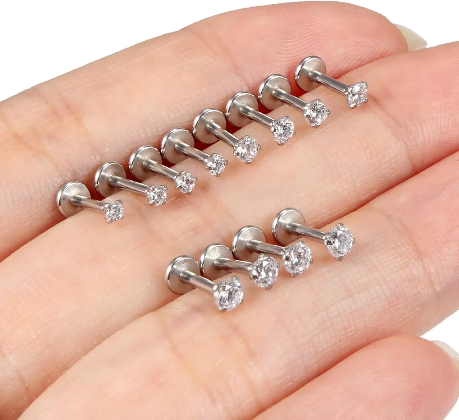 Yaalozei 20G 18G 16G Cubic Zirconia Nose Rings Studs 316L Surgical Steel Hypoallergenic Nose Piercings Jewelry for Women Men CZ 2mm-3mm 24 Pcs