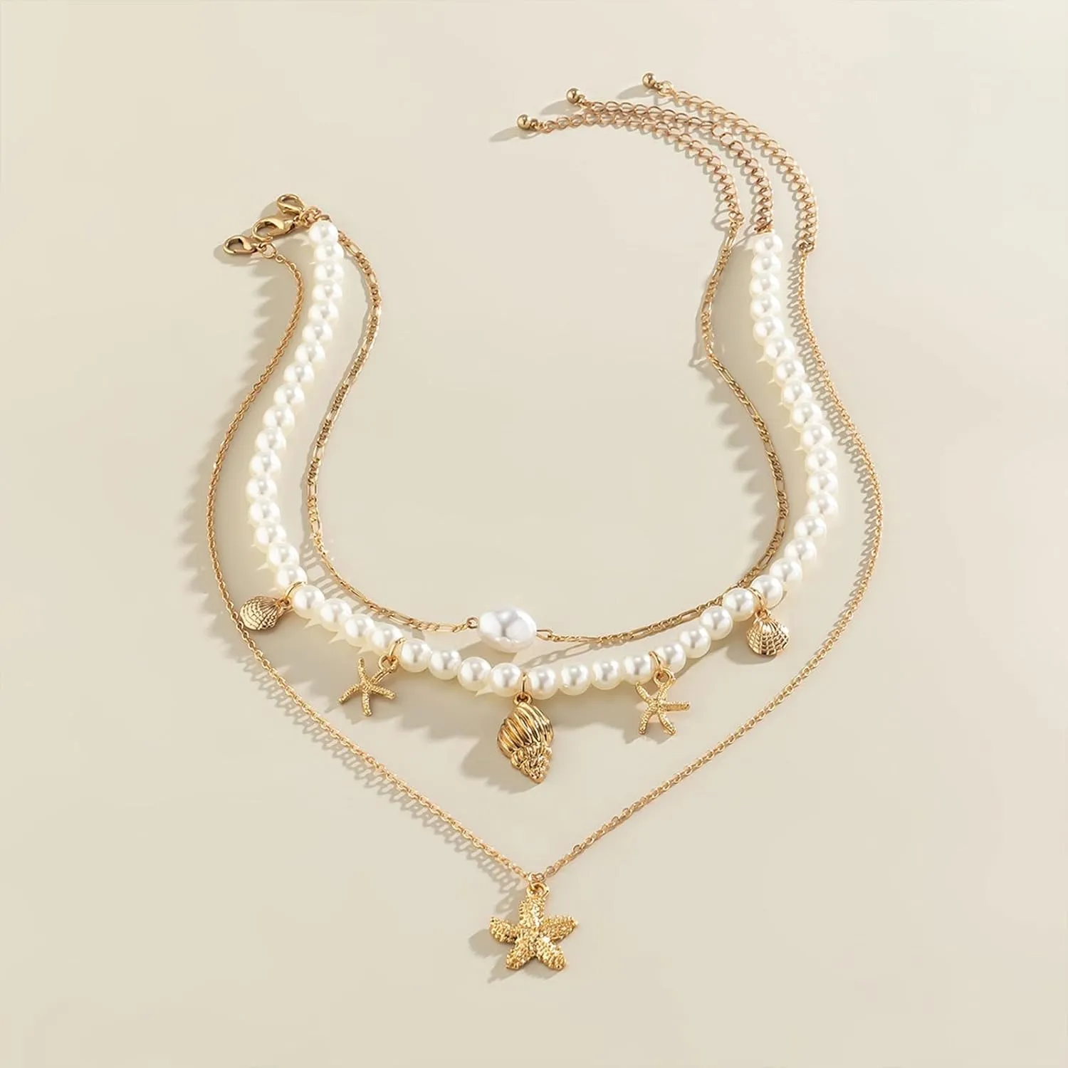 YANCHUN Shell Necklace Beach Jewelry for Women Sea Shell Necklace Layered Gold Shell Charm Necklaces Summer Outfits fwomen Beach Fashion 2025