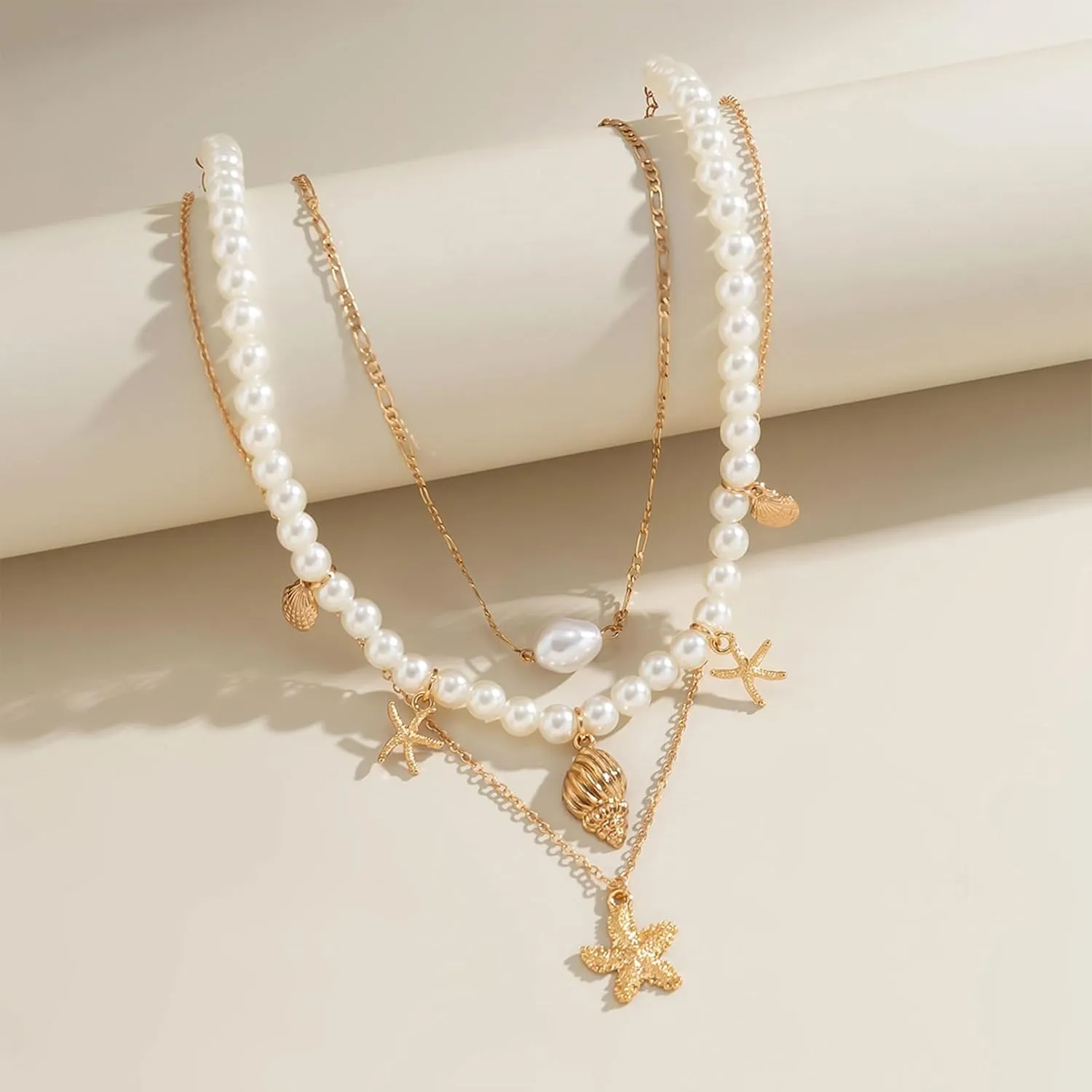 YANCHUN Shell Necklace Beach Jewelry for Women Sea Shell Necklace Layered Gold Shell Charm Necklaces Summer Outfits fwomen Beach Fashion 2025