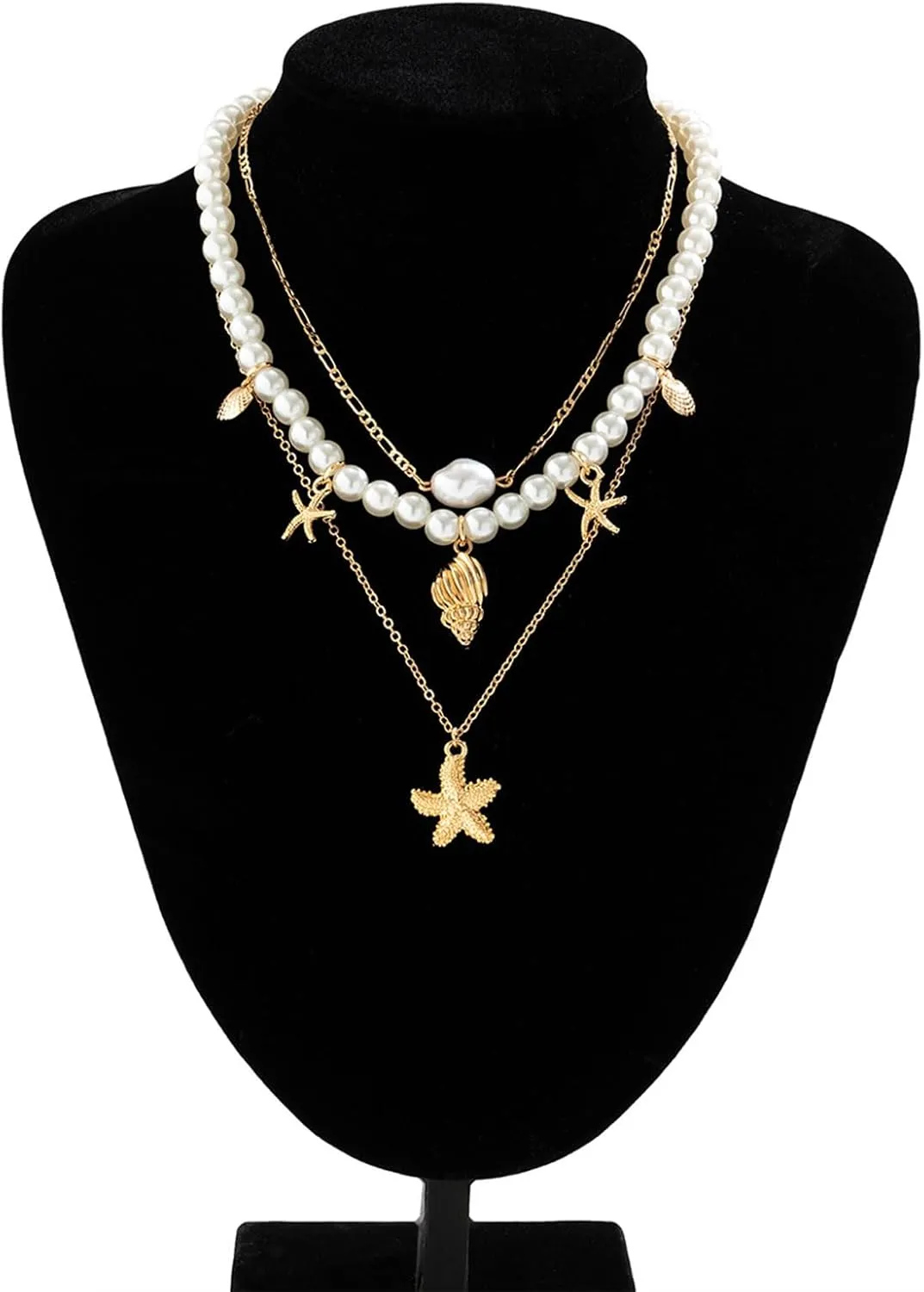 YANCHUN Shell Necklace Beach Jewelry for Women Sea Shell Necklace Layered Gold Shell Charm Necklaces Summer Outfits fwomen Beach Fashion 2025