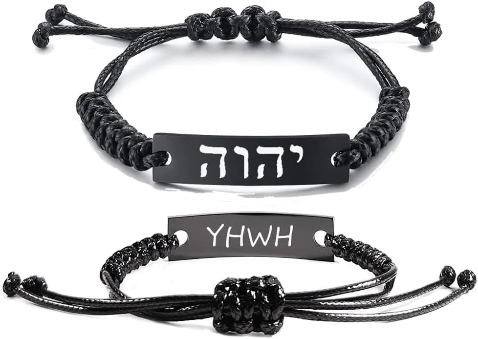 YHWH Bracelet for Women Men,Adjust Cord Hebrew Bible Lord Bracelets Name of God Tetragrammaton Jewish ID Bracelets Jewish Prayer Protect Religious Jewelry for Her Him