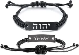 YHWH Bracelet for Women Men,Adjust Cord Hebrew Bible Lord Bracelets Name of God Tetragrammaton Jewish ID Bracelets Jewish Prayer Protect Religious Jewelry for Her Him