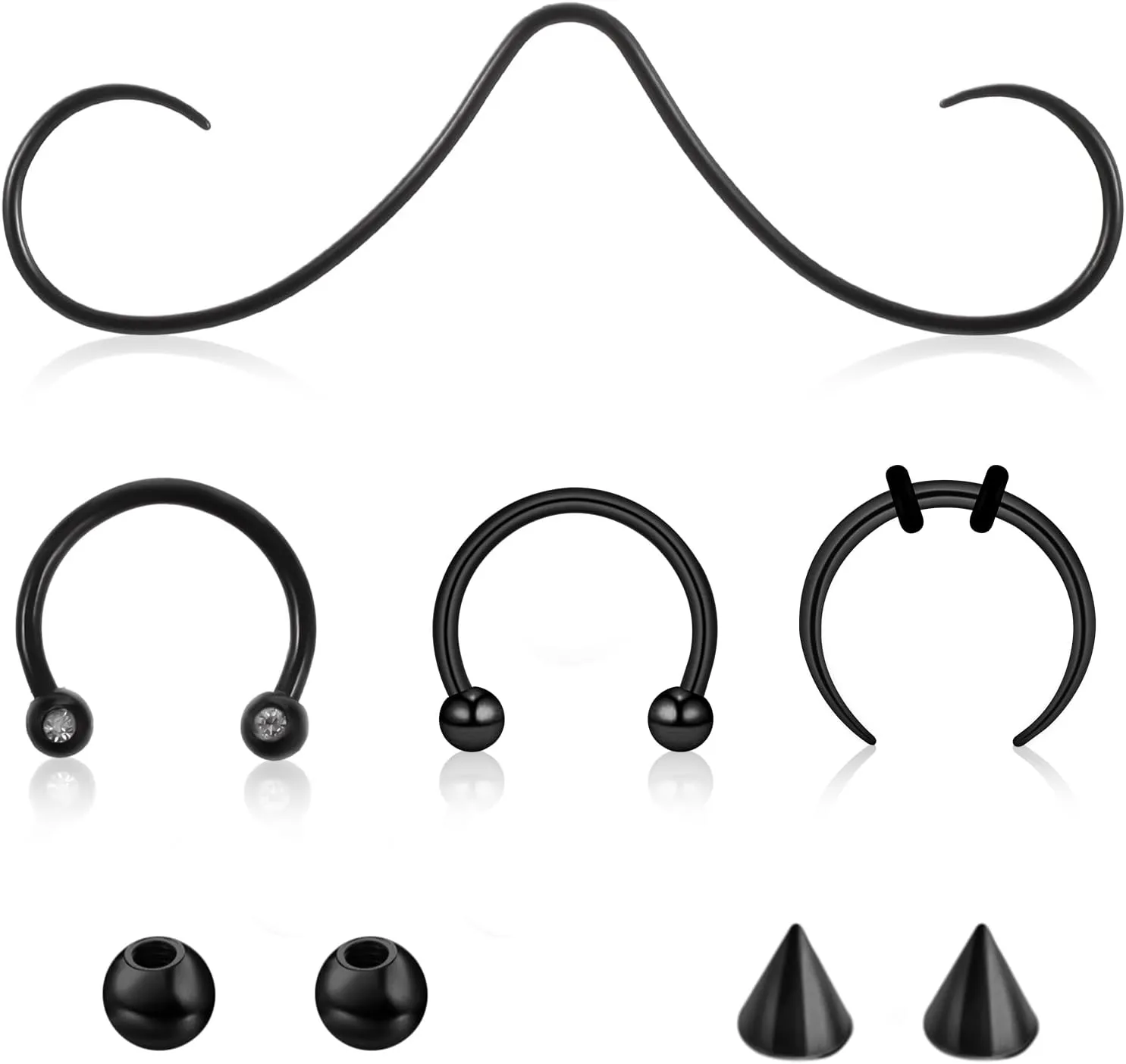 Yolev 14G 16G Mustache Septum Ring 316L Surgical Steel Septum Mustache Nose Ring Piercing Jewelry Mustache Septum Ring Septum Rings Septum Jewelry Septum Rings 16g Septum Piercing