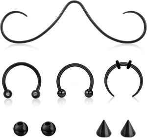 Yolev 14G 16G Mustache Septum Ring 316L Surgical Steel Septum Mustache Nose Ring Piercing Jewelry Mustache Septum Ring Septum Rings Septum Jewelry Septum Rings 16g Septum Piercing