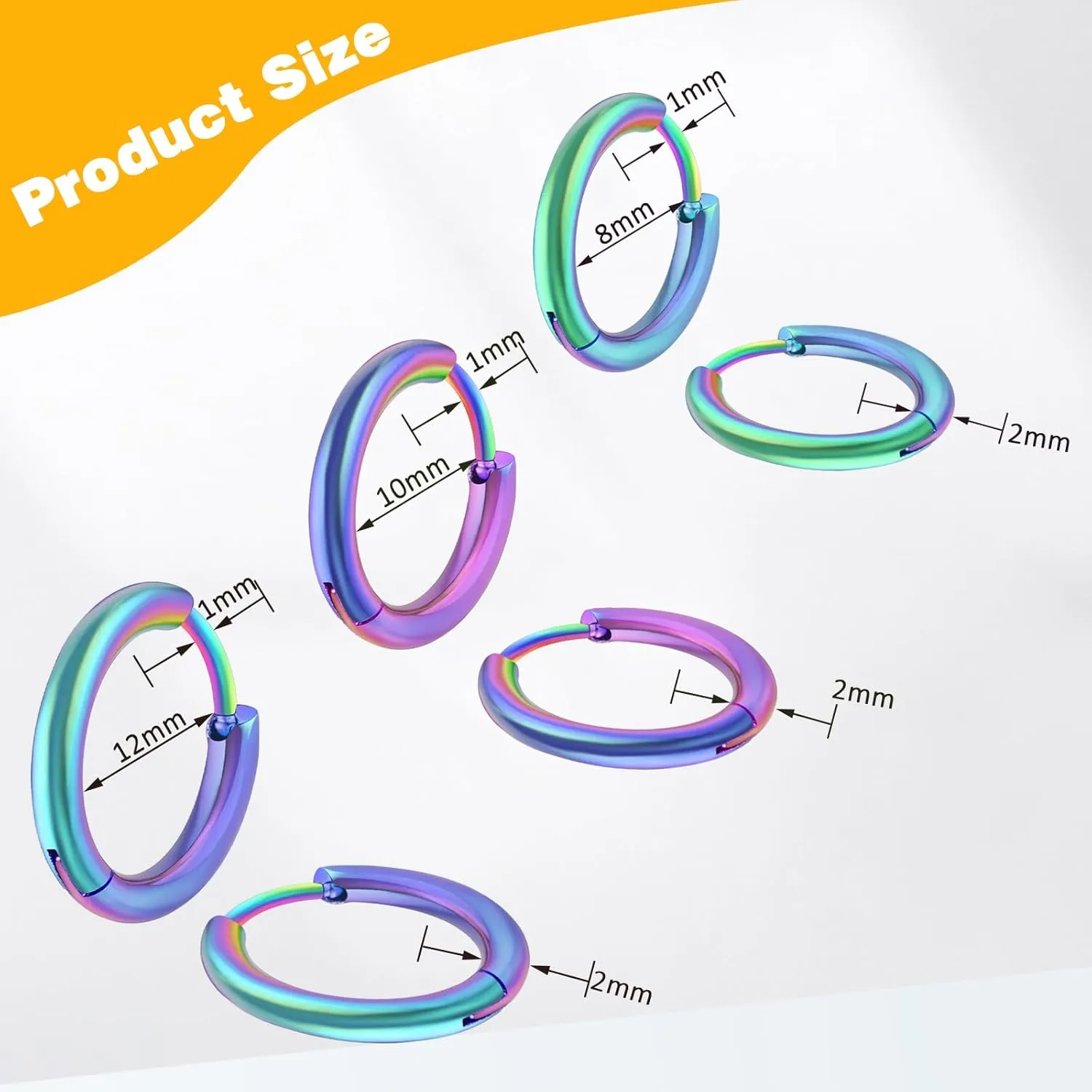 Yolev 316L Surgical Stainless Steel Small Hoop Earrings 8mm 10mm 12mm Hypoallergenic Thin Hoop for Hypoallergenic Cartilage Earrings Lightweight Small Hoop Earrings