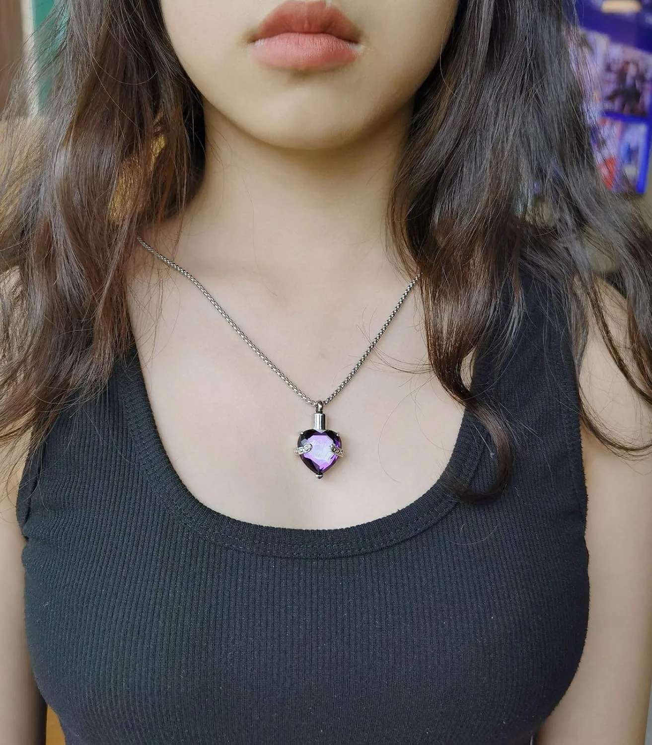 YOUFENG Urn Necklaces for Ashes Always in My Heart Heart Cremation Jewelry Memorial Pendant Birthstone Necklace