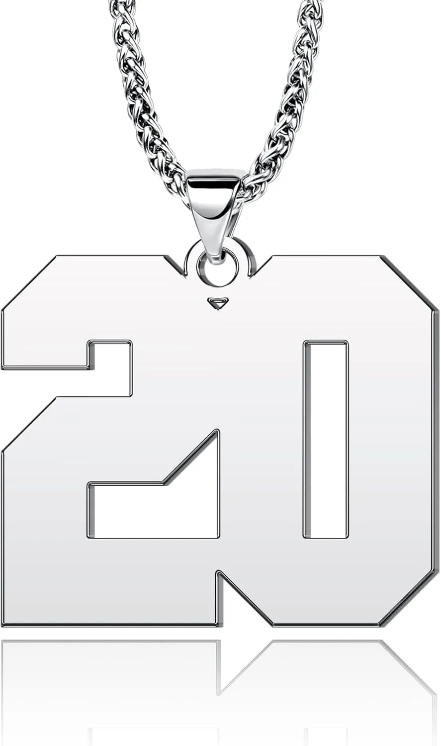 YSAHan Lucky Number Necklace Personalized Customized Initial Sports Stainless Steel Pendant with 3mm Keel Link Chain Jewelry for Men Boys