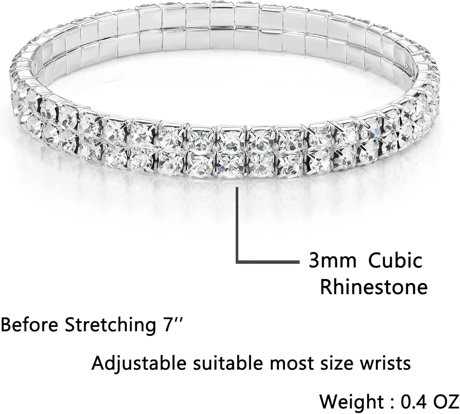 Zealmer Sparkle Multicolor Rhinestone Stackable Stretch Bracelets for Women
