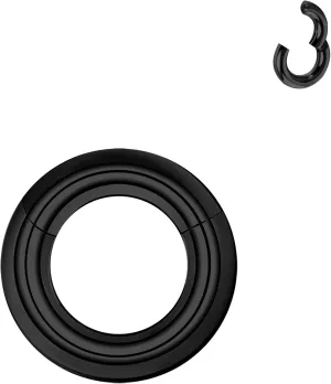 ZS Hinged Segment Clicker PA Ring Spring Action BCR Rings, 2G 4G 6G 8G 10G 12G Black Septum Nose Rings, Surgical Steel Pierced Body Jewelry for Men Women